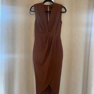 Sleek ASOS design shoulder pad midi dress